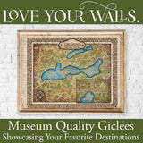Lake Geneva Southeastern Wisconsin Historic Map Art Print Poster Artwork Vintage Style Abstract Wall-Unframed Great Home Decor & Gift