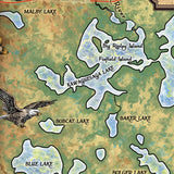 Minocqua Chain of Lakes Wisconsin Historic Map Art Print Poster Artwork Vintage Style Abstract Wall-Unframed Great Home Decor & Gift
