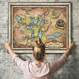 Lake Country of Northern Waukesha Wisconsin Map Art Print Poster Artwork Vintage Style Abstract Wall-Unframed Great Home Decor & Gift