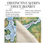 Lake Okoboji Iowa Map Art Sherpa Fleece Blanket Double Stitched Edges Cozy Luxury Fluffy Super Soft 430 GSM Polyester Throw Blanket