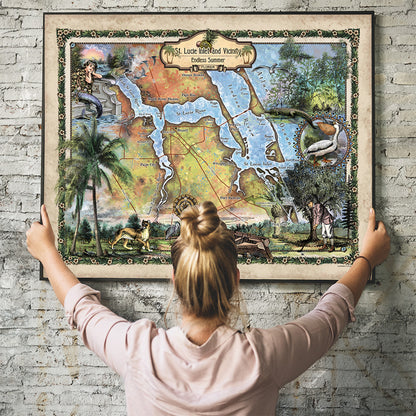 St Lucie and Vicinity Florida Historic Map Art Print Poster Artwork Vintage Style Abstract Wall-Unframed Home Decor & Best Gift
