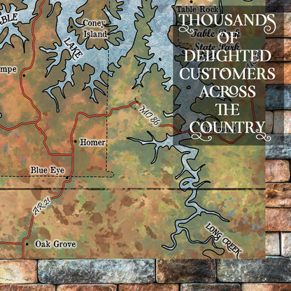 Table Rock Lake Historic Map Art Blanket Throw Soft Polar/ Silky/ Sherpa Fleece Vintage Warm Blanket For Bed Sofa Couch Gift & Travel