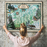 Great River Arts Big Mountain Ski Runs Historic Map Reproduction Artwork Wall Art Print Vintage