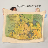 Minneosta Mississippi River Lake Itaska Map River Blanket Double Stitched Edges Luxury Fluffy Super Soft 430 GSM Polyester Throw Blanket
