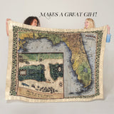 St. Augustine boazio Florida Map Blanket Double Stitched Edges Cozy Luxury Fluffy Super Soft 430 GSM Polyester Throw Blanket