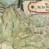 Big Sky Mountain, montana, ski map, montana map, Resort maps, vintage ski map, ski poster, montana poster, skiing gift, skiing gift, ski