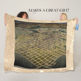 Montana Bozeman Birds Eye View Old Montana Map Blanket Double Stitched Edges Cozy Luxury Fluffy Super Soft 430 GSM Polyester Throw Blanket