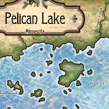 Great River Arts Pelican Lake Historic Map Reproduction Artwork Wall Art Print Vintage