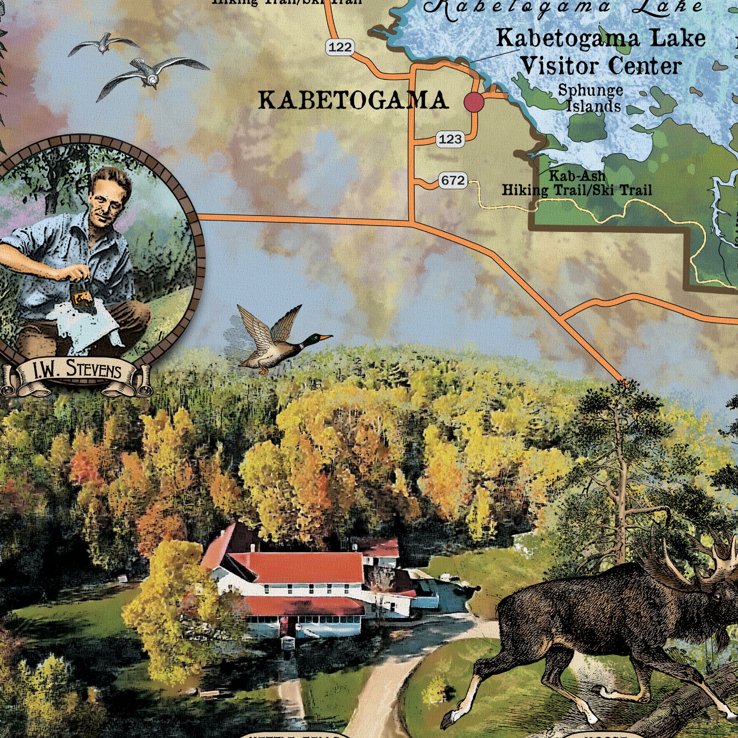 Voyageurs National Park Minnesota Historic Map Art Print Poster Artwork Vintage Style Abstract Wall-Unframed Great Home Decor & Gift