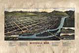 Missoula Birds Eye View Historic Map Art Throw Blanket Sherpa Fleece Vintage Blanket For Bed Sofa Couch Winter Travel & Gift