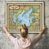 Great River Arts Leech Lake Historic Map Reproduction Artwork Wall Art Print Vintage