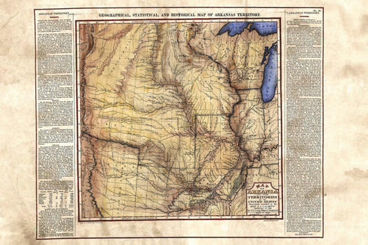 017 Arkansa Territory 11x14 vintage historic antique map poster print by Lisa Middleton