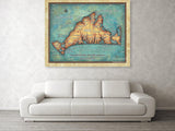 Martha’s Vineyard Massachusetts Vintage Map Art Poster Print Vintage Style Inspirational Wall Art Poster For Home Decor Office Bedroom Canvas Classroom Decor & Great Travel Gift
