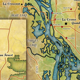 Great River Arts Pool 8 Mississippi River Historic Map Reproduction Artwork Wall Art Print Vintage