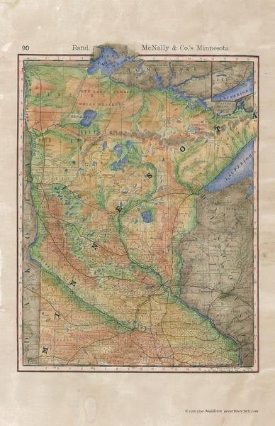151 Wagon Roads of Minnesota 1879 11x14" vintage historic antique map poster print by Lisa Middleton