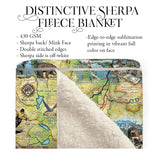 Cascade Lakes Oregon Historic Map Art Throw Blanket Polar/ Silky/ Sherpa Fleece Vintage Blanket For Bed Sofa Chair Couch Gift & Traveling