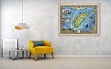 cozumel, scuba gift, scuba diver gift, scuba map, travel map, cozumel wedding, destination wedding, cozumel map, scuba wall art, scuba art