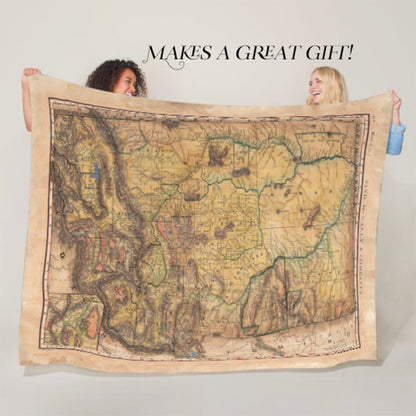Montana Rail Roads Old Montana Map Blanket Double Stitched Edges Cozy Luxury Fluffy Super Soft 430 GSM Polyester Throw Blanket