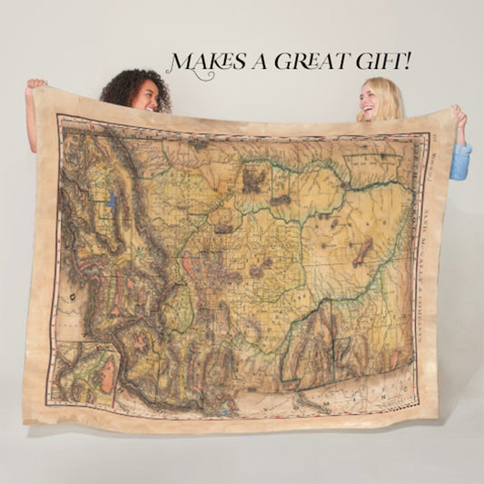 Montana Rail Roads Old Montana Map Blanket Double Stitched Edges Cozy Luxury Fluffy Super Soft 430 GSM Polyester Throw Blanket