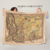 Montana Rail Roads Old Montana Map Blanket Double Stitched Edges Cozy Luxury Fluffy Super Soft 430 GSM Polyester Throw Blanket