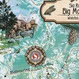 Great River Arts Whitefish Ski Runs Historic Map Reproduction Artwork Wall Art Print Vintage