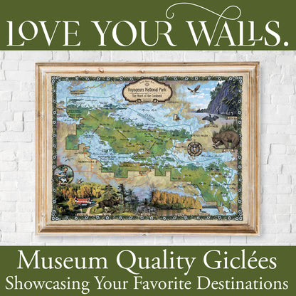 Voyageurs National Park Minnesota Historic Map Art Print Poster Artwork Vintage Style Abstract Wall-Unframed Great Home Decor & Gift
