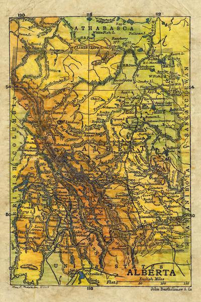 013 Alberta 1906 11x14" vintage historic antique map poster print by Lisa Middleton