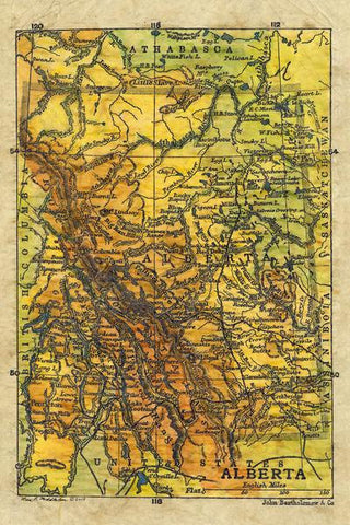 013 Alberta 1906 11x14" vintage historic antique map poster print by Lisa Middleton