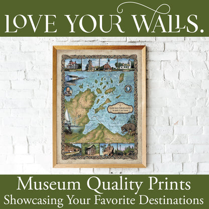 Great lakes art, Apostle Islands, apostle islands map, vintage wall art, great lakes map, great lakes, lake superior art, lake superior map