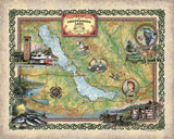 Chautauqua Lake Map, vintage Chautauqua Map Print, Lake Map Art, New York Map, New York Watercolor, New York Gift, Historical Map, Retro art