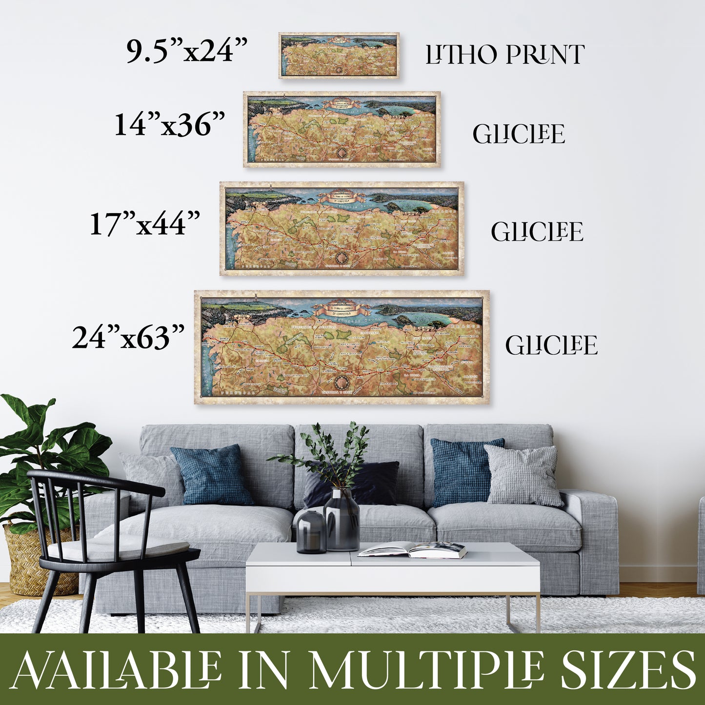 El Camino De Santiago De Compostela Vintage Map Art Poster Print Vintage Style Inspirational Wall Art Poster For Home Decor Office Bedroom Canvas Classroom Decor & Great Gift