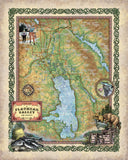 Flathead Valley Montana Kalispell Whitefish Big Fork Map Blanket Double Stitched Edges Cozy Luxury Soft 430 GSM Polyester Throw Blanket