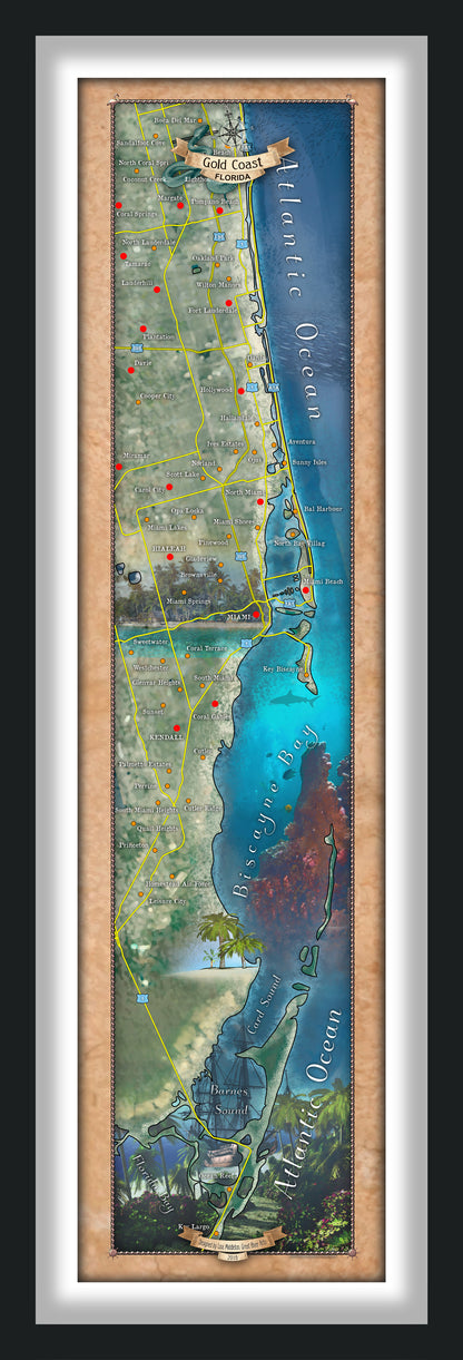 6-Map Florida Keys and Atlantic Coasts Collection