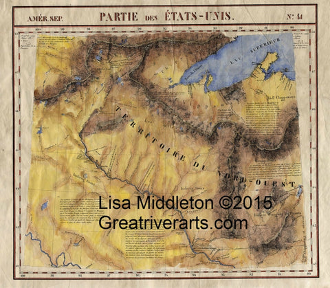 104 Partie Des Etats Unis vintage historic antique map poster print by Lisa Middleton