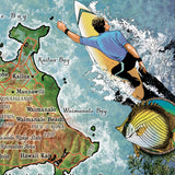 Oahu Hawaii Historic Map Art Print Poster Artwork Vintage Style Abstract Wall-Unframed Great Home Decor & Gift