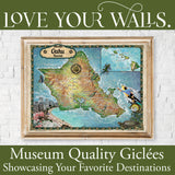 Oahu Hawaii Historic Map Art Print Poster Artwork Vintage Style Abstract Wall-Unframed Great Home Decor & Gift