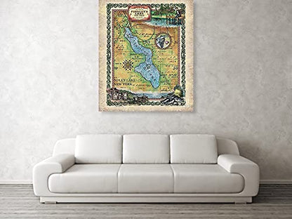 Findley Lake, New York, custom lake maps, lake house, lake art, lake house gift, rustic decor, custom maps, hand painted maps, map gifts