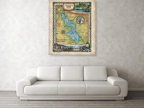 Findley Lake, New York, custom lake maps, lake house, lake art, lake house gift, rustic decor, custom maps, hand painted maps, map gifts