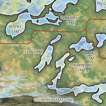 Whitefish Chain of Lakes Minnesota Map Blanket Double Stitched Edges Cozy Luxury Fluffy Super Soft 430 GSM Polyester Throw Blanket