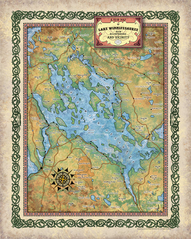 Lake Winnipesaukee, Lake Winnipesaukee map, Lake Winnipesaukee decor, map Lake Winnipesaukee, lake life, lake art, Lake Winnipesaukee NH