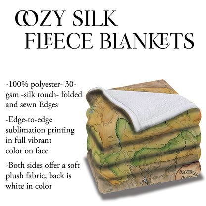 Great River Arts  Rivers Historic  Montana Map Sherpa Fleece Blanket Double Stitched Edges Cozy Luxury Fluffy Super Soft 430 GSM Polyester - Sherpa/ Silky/ Polar Fleece Throw Blanket