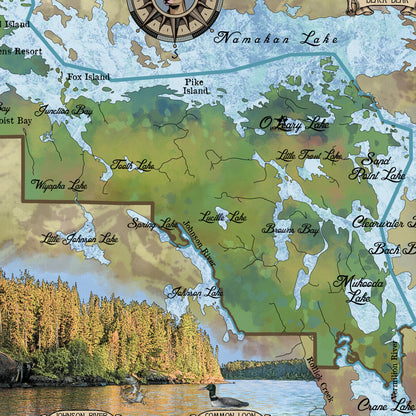 Lake Superior, Voyageurs National Park, Minnesota map, hiker gift, Minnesota gift, great lakes decor, Minnesota, Cabin decor, canoe, camping
