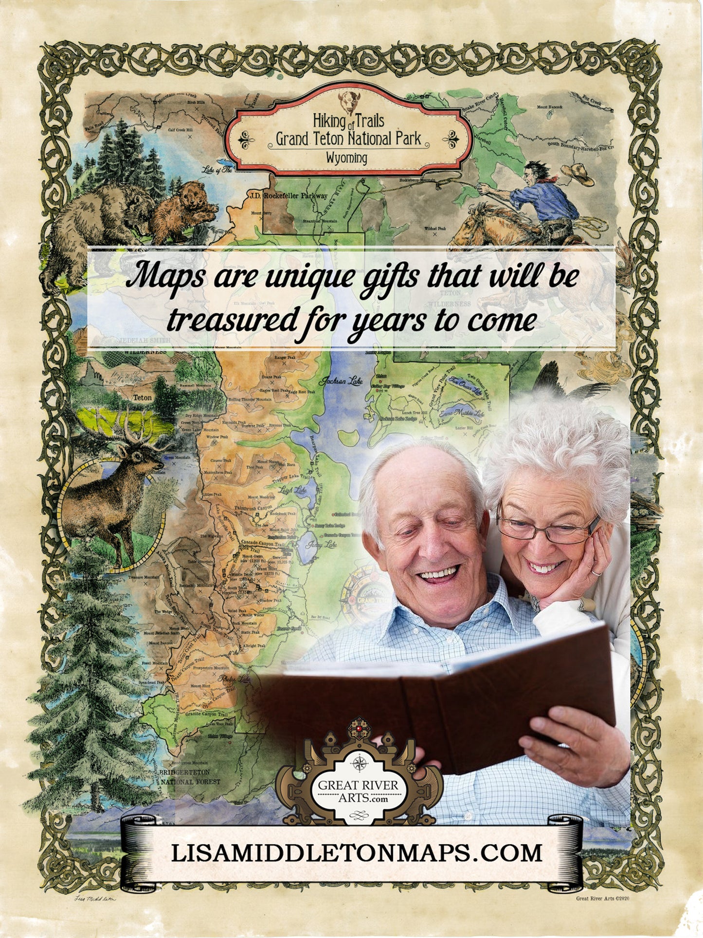 Teton, Grand Teton, Grand Teton map, wyoming, wyoming map, hiker gift, horse, national park, yellowstone, jackson hole, travel gift, map art