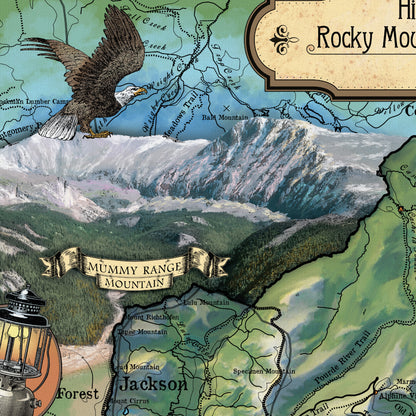 ROCKY MOUNTAIN NATIONAL park map, rocky mountain national park poster, rocky mountains, national park poster, national park map, rockies map