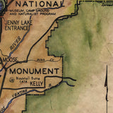 49 Grand Teton National Park 1938 vintage historic antique map poster print by Lisa Middleton