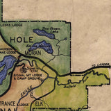 49 Grand Teton National Park 1938 vintage historic antique map poster print by Lisa Middleton