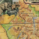 Great River Arts Glacier Hiking Historic Map Reproduction Artwork Wall Art Print Vintage