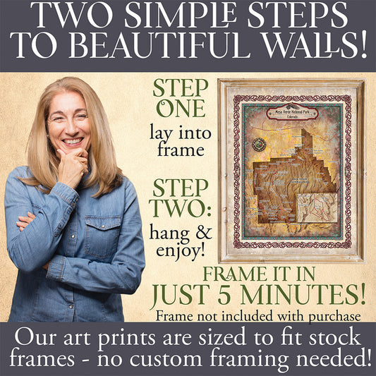 Colorado Custom Art Mesa Verde Historic Map Reproduction Artwork Wall Art Print Vintage