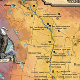 214 MNRRA Mississippi River Custom Map,wabasha,Stockholm,prescott,pepin,minneapolis,cottage grove,ellsworth,hand painted map by Lisa Middlet