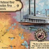 214 MNRRA Mississippi River Custom Map,wabasha,Stockholm,prescott,pepin,minneapolis,cottage grove,ellsworth,hand painted map by Lisa Middlet